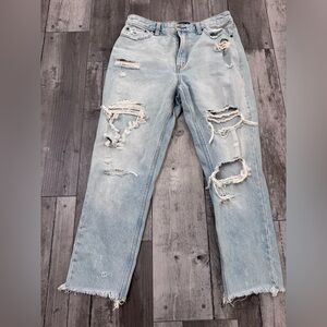 Abercrombie & Fitch Anne High Rise Girlfriend Jean 30/10 Distressed Crop